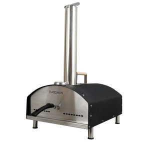 Statesman SKPO0W13SS Wood Pizza Oven, 13 Inch, Black, Stainless Steel