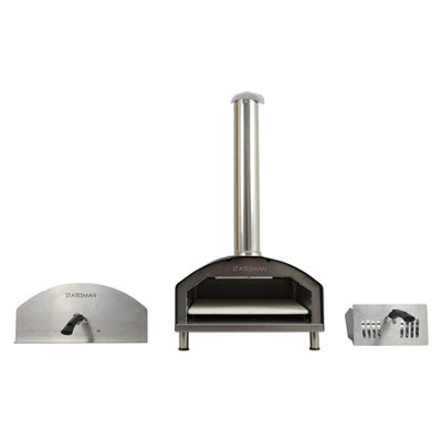 Statesman SKPO0W13SS Wood Pizza Oven, 13 Inch, Black, Stainless Steel