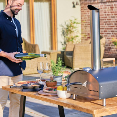 Statesman SKPO0W13SS Wood Pizza Oven, 13 Inch, Black, Stainless Steel