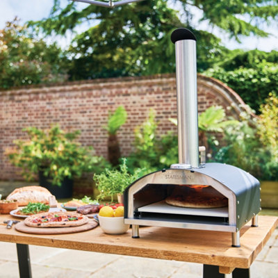 Statesman SKPO0W13SS Wood Pizza Oven, 13 Inch, Black, Stainless Steel