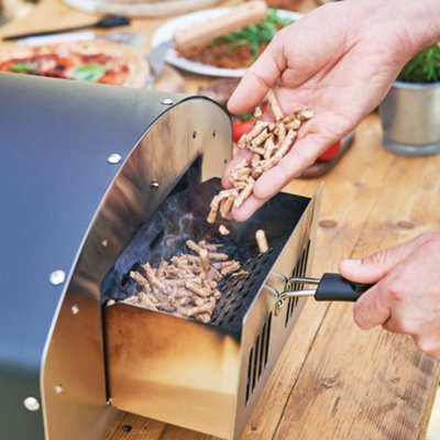 Statesman SKPO0W13SS Wood Pizza Oven, 13 Inch, Black, Stainless Steel