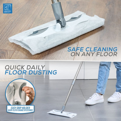 Static Floor Sweeper Mop Kit Swivel Head Mop with 10 Dry Wipes for Wood ...