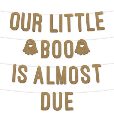 Static Our Little Boo Is on The Way Glitter Baby Shower Banner, Gender ...