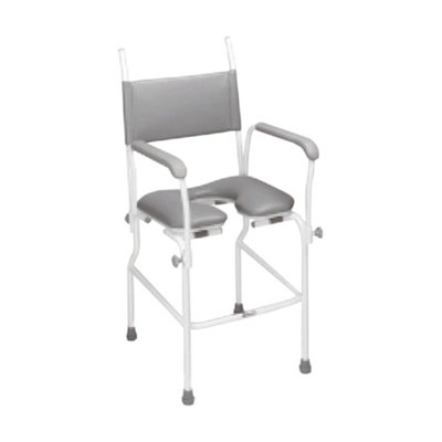 Static Shower Commode Chair - One Piece Tubular Steel Frame - 17 Inch Seat Width