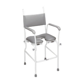 Static Shower Commode Chair - One Piece Tubular Steel Frame - 17 Inch Seat Width