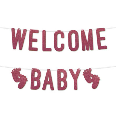 Static Welcome Baby Glitter Banner, Perfect for Gender Reveal or Party ...