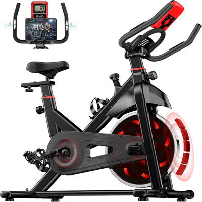 Stationary Exercise Bike with Slient Flywheel, LCD Monitor, Spin