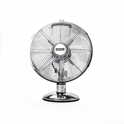Status 12" Chrome Electric Desk Fan Powerful Cooling Fan S12CPBDESKFAN1PK