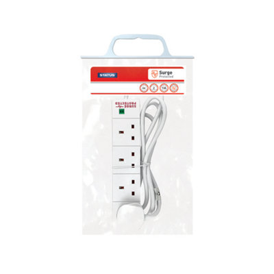 Status 4 Way Surge Protected Extension Socket with Neon Indicator - 2 Meters