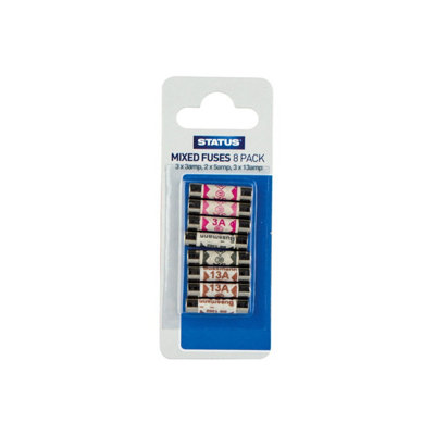 Status FCAMIX-8 Household Domestic Mains Plug Top Cartridge Mixed Fuses 3x3A, 2x5A, 3x13A
