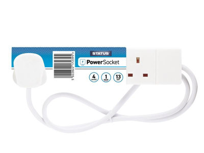STATUS S4W1MS12 Extension Lead 240V 4-Gang 13A White 1m SIN4SM1W
