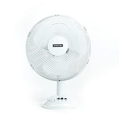 Status WX00405 Portable 12-Inch Oscillating Desk Fan White