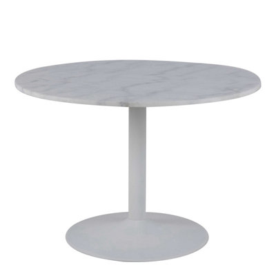 Stavanger Round White Marble Dining Table with Steel Base