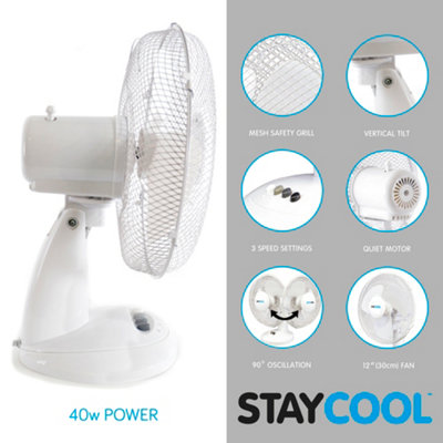 StayCool 12" (30cm) Desk Fan - White