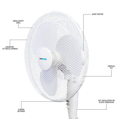 StayCool 16" (40cm) Pedestal Fan - White