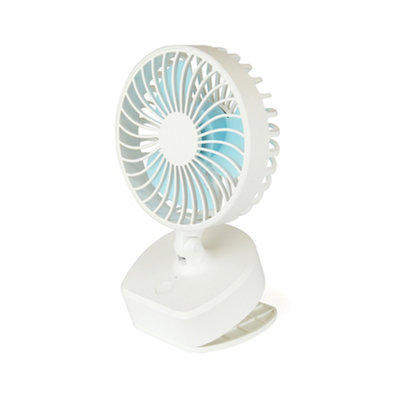 StayCool Mini 4" Portable USB Rechargeable Clip Desk Fan - White