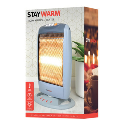 StayWarm 1200w 3 Bar Compact Halogen Heater - Grey