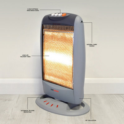 StayWarm 1200w 3 Bar Compact Halogen Heater - Grey | DIY at Bu0026Q