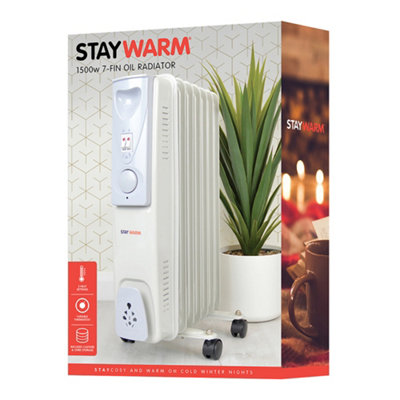 StayWarm 1500w 7 Fin Oil Radiator - Grey