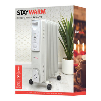 StayWarm 2000w 9 Fin Oil Radiator - Grey