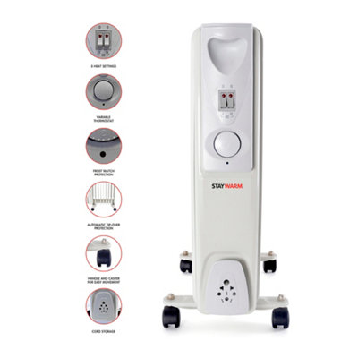 StayWarm 2000w 9 Fin Oil Radiator - Grey