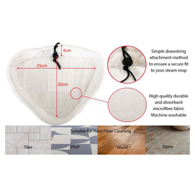 Steam Mop Microfibre Cleaning Cloth Cover Pads Kit For Triangular Head Steam Mops x 6 by Ufixt