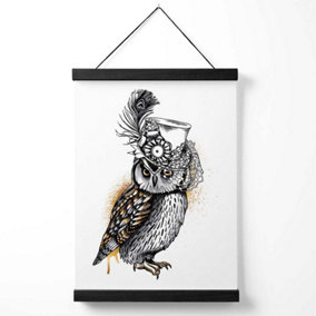 Steam Punk Owl Sketch Medium Poster with Black Hanger