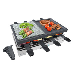 Steba RC88 Delux Multi Raclette with Stone and Cast Griddle for 8