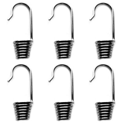 Steel Bungee Shock Cord Hook Spiral Wire Hooks End for 10 mm Elastic Rope Strapping Tape (10 mm, 6 pieces)