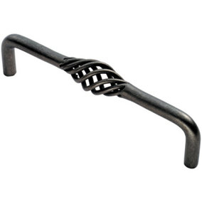 Steel Cage D Type Cabinet Pull Handle 128mm Fixing Centres Antique Steel