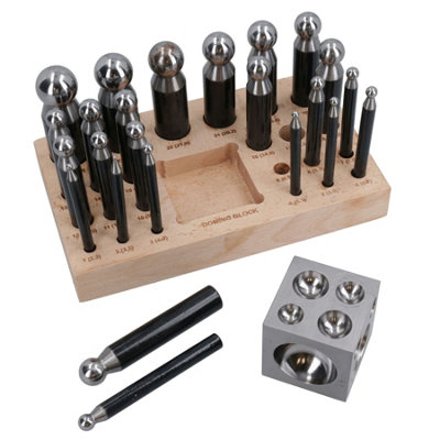 Steel Doming Block and Punch Set Craft Dapping Jewellery Shaping Kit 25pc