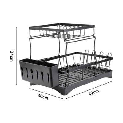 Steel Draining Dish Rack with Utensil and Glass Holder