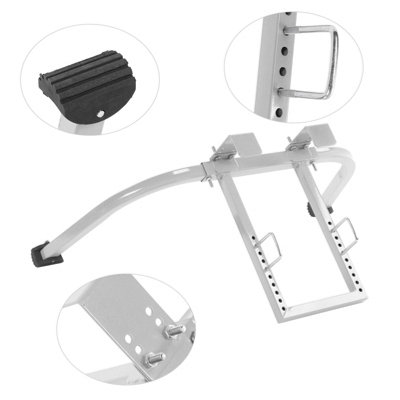 Steel Ladder Stabilizer with Roof Hook and Wing Span for Safe Climbing and Painting - Silver Gray