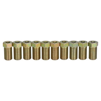 Steel Male Brake Pipe Union Fittings 10mm x 1mm TTE for 3/16" Brake Pipe 10pc