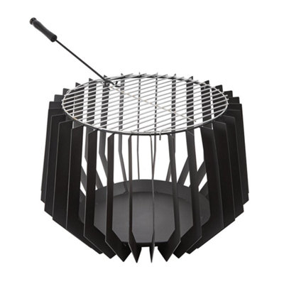Steel Outdoor Fire Basket - Black