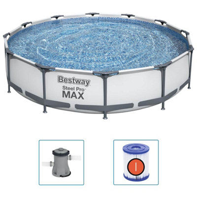 Steel Pro MAX Swimming Pool Set - 366x76 cm Round Pool with Filter Pump ...