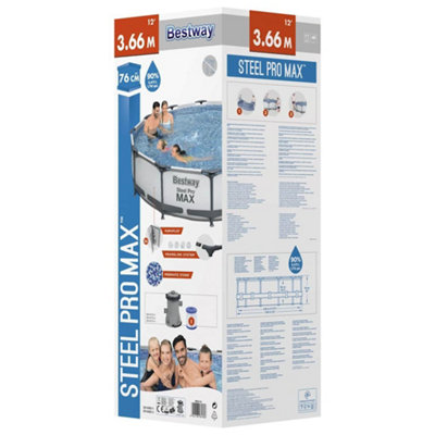 Steel Pro MAX Swimming Pool Set - 366x76 cm Round Pool with Filter Pump ...