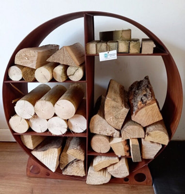 Steel Round Log Store & Shelves Metal Log Holder Log Storage in Rustic