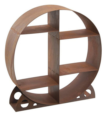 Steel Round Log Store & Shelves Metal Log Holder Log Storage in Rustic - 4
