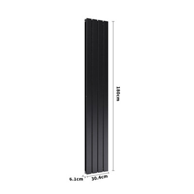 Steel Smoke Grey Vertical Tall Radiator with Double Panel W 304 mm x H ...