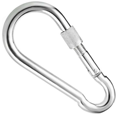 Steel Snap Hook With Screw Nut Length: 50mm ( Pack of: 4 ) Carabiners Safe Lock Carabiner Clip Spring for Outdoor Hiking