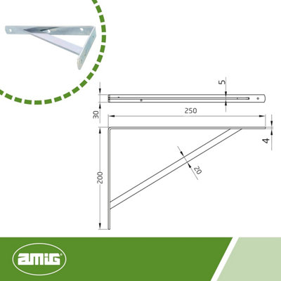 Steel Support Wall Mount 250x200mm Zinc Plated Finish, Heavy Duty up to ...