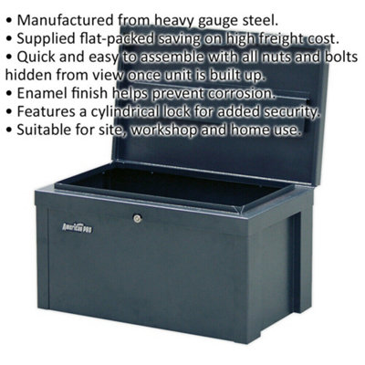 Steel Tool Storage Chest - 565 x 350 x 320mm - Locking Site Storage Box