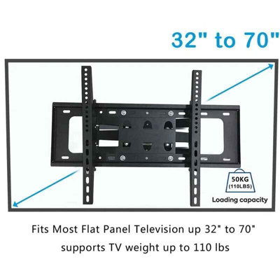 Steel TV Wall Mount with Spirit Level for 32,70 Inch Flat Screen TVs