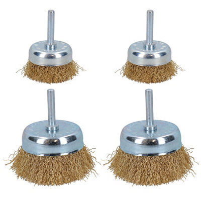 Steel Wire Cup Brush for Drills Rust Paint Removal 50mm and 75mm Width 4pk