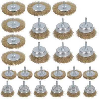 Steel Wire Metal Wheel / Rotary Cup Brush Crimped Set Rust Paint Removal