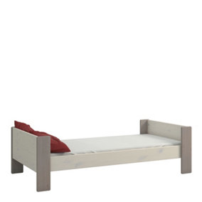 Steens for Kids Single Bed in Whitewash Grey Brown Lacquered