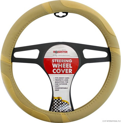 Steering Wheel Cover Leather Look Car Soft Grip beige Cream Anti-Slip Protector