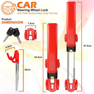 Steering Wheel Lock Twin Bar Heavy Duty Car Van Wheel Locks High ...