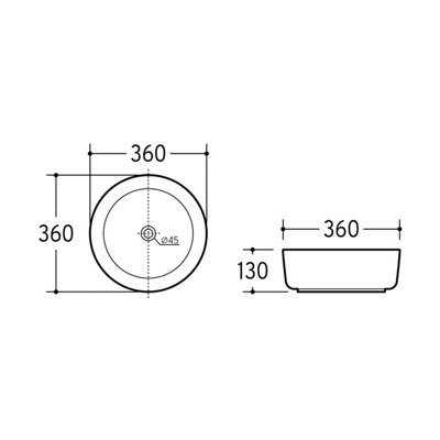 Stefan Gloss White Ceramic Rounded Counter Top Basin (W)360mm